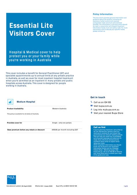 bupa visitors health cover
